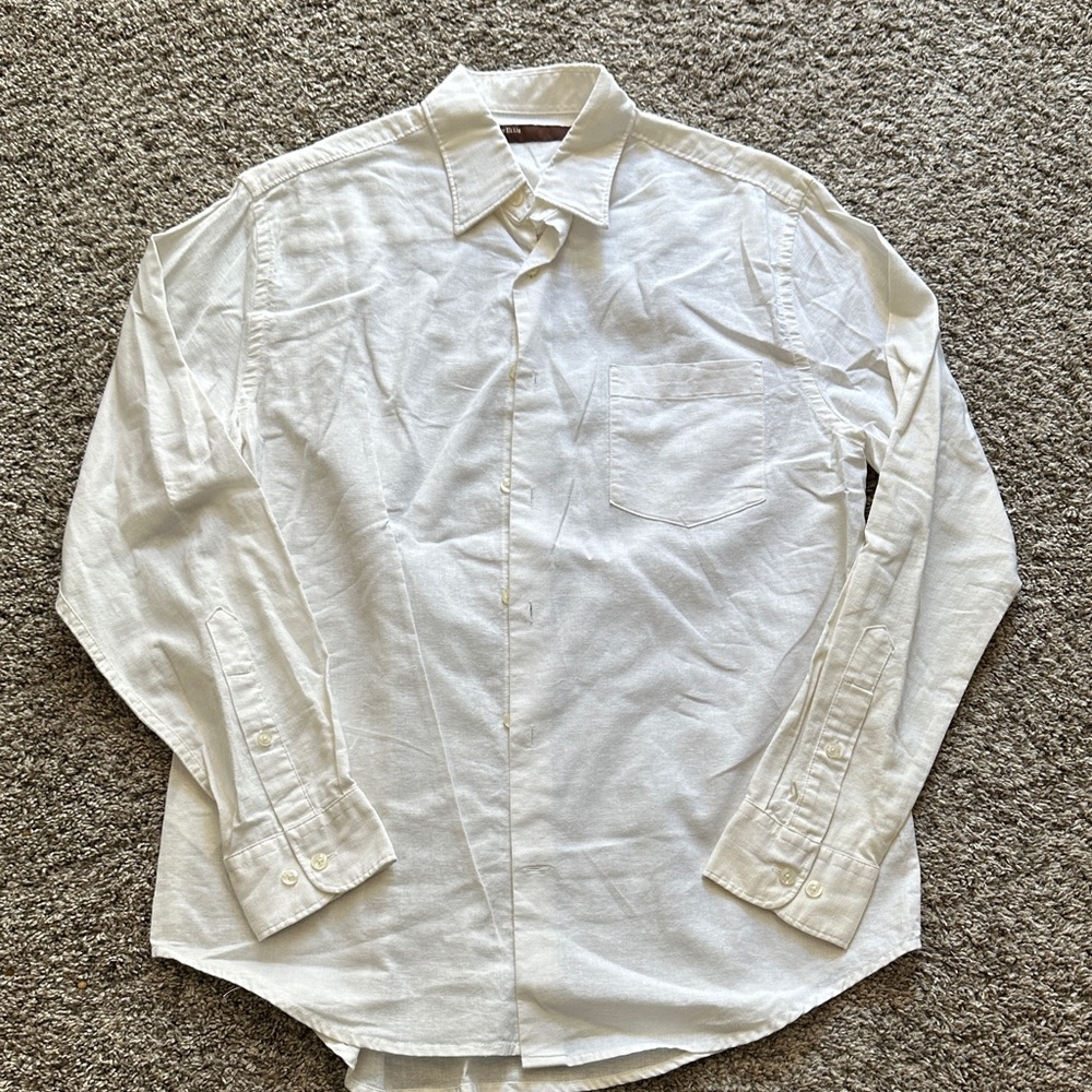 Perry Ellis Cream Casual Button Down Shirt